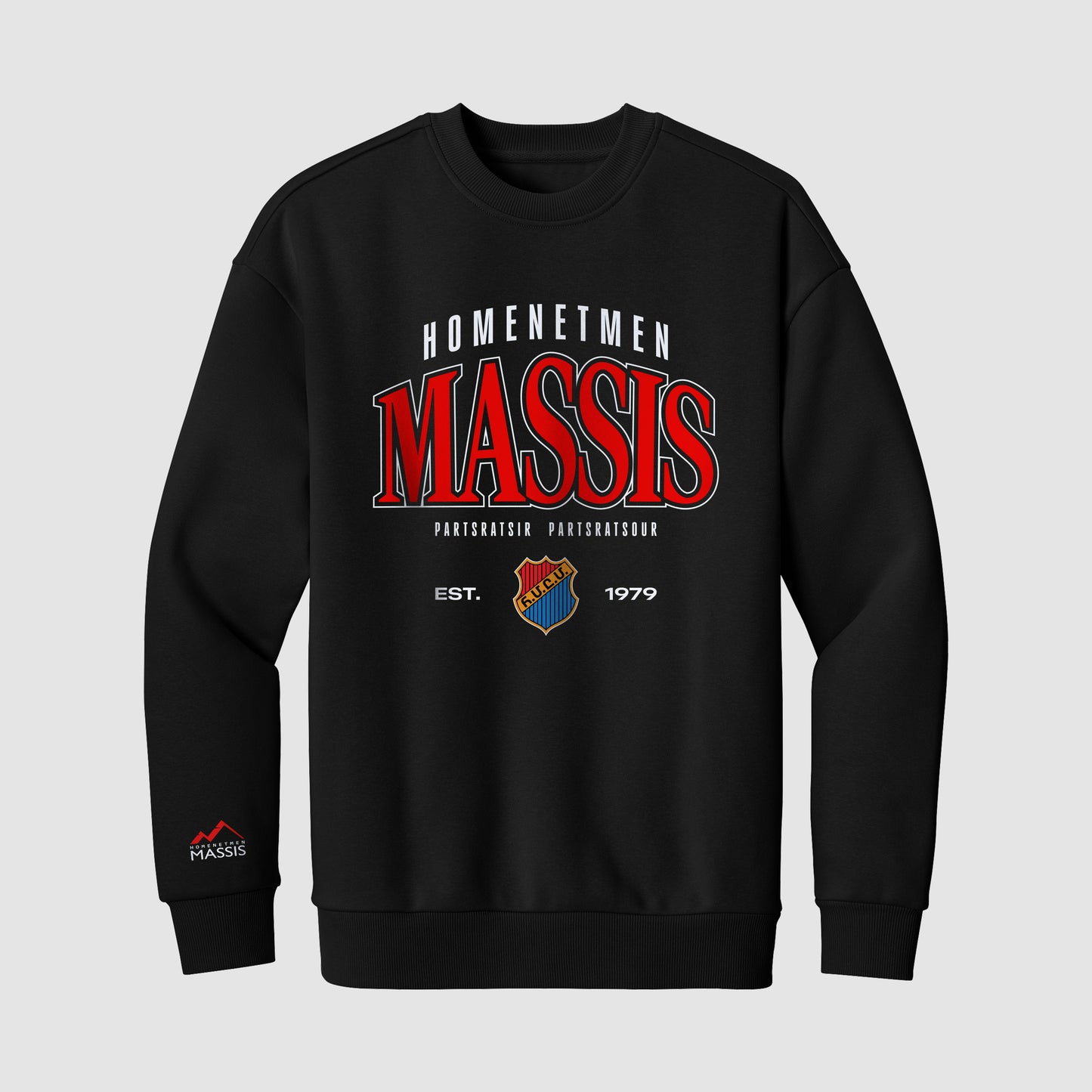 Massis Rise and Raise Crewneck Sweater in black
