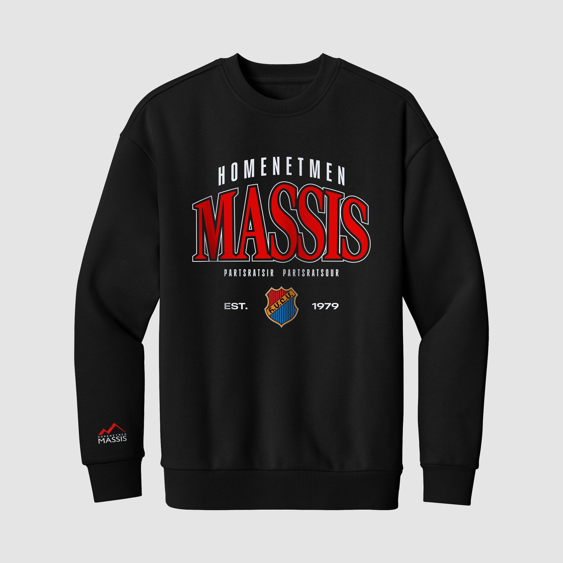 Massis Rise and Raise Crewneck Sweater in black
